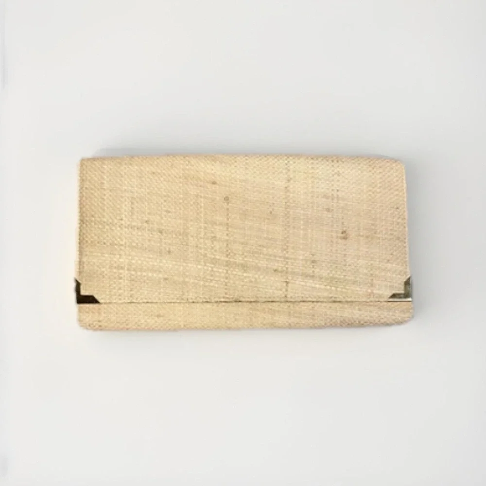 Vintage Harry Levine Straw Clutch Purse With Gold Hardware
